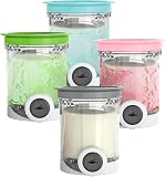 Lot de 4 Pots à Glace Compatibles pour Ninja NC700 NC701 - Récipients pour Pintes Creami Swirl et Couvercle (Gris/Rose/Vert/Bleu) - Sans BPA et Passe au Lave-Vaisselle - 1