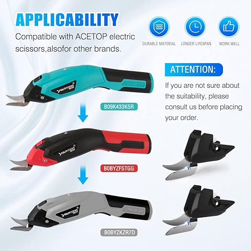 Miniatura 3 de 2 cuchillas de corte de repuesto con cubiertas de seguridad para tijeras eléctricas de tela ACETOP inalámbricas (negro)