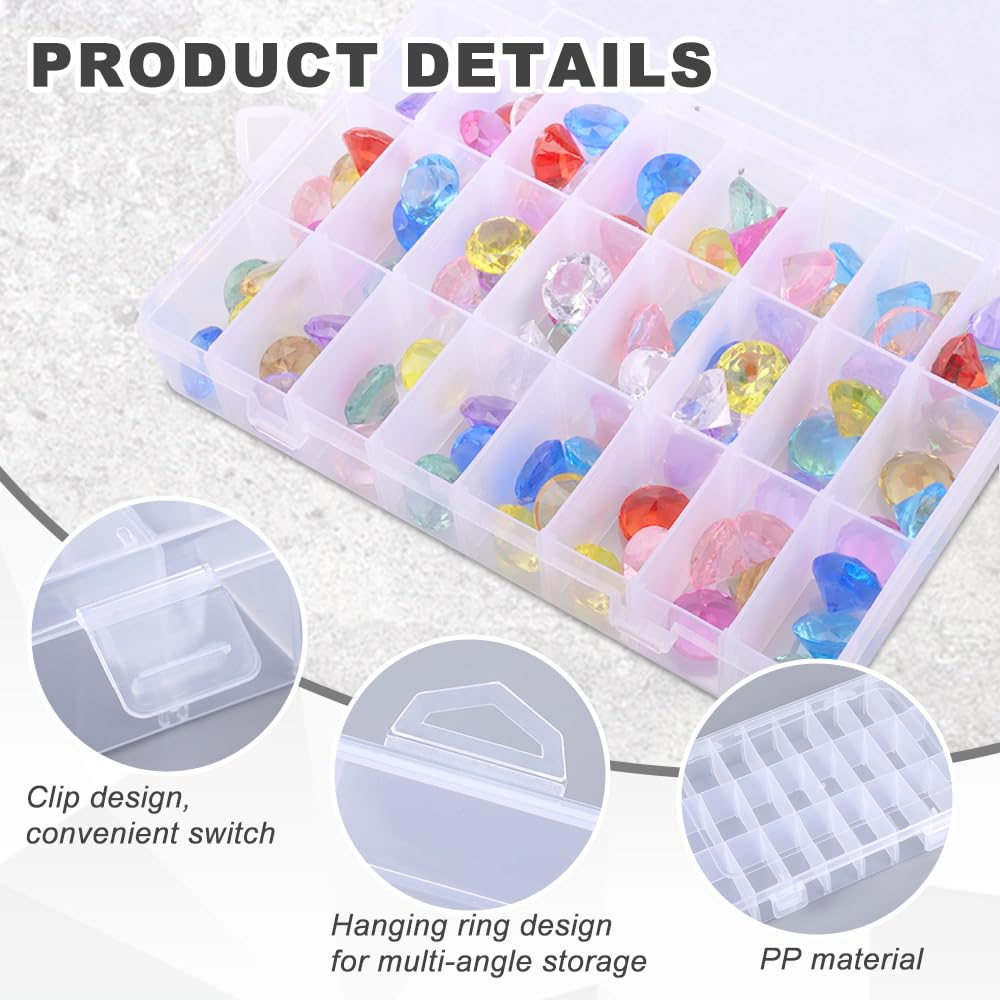 Scatola Portaoggetti Plastica 24 Scomparti Coperchio Trasparente Regolabile Organizer per Perline, Viti