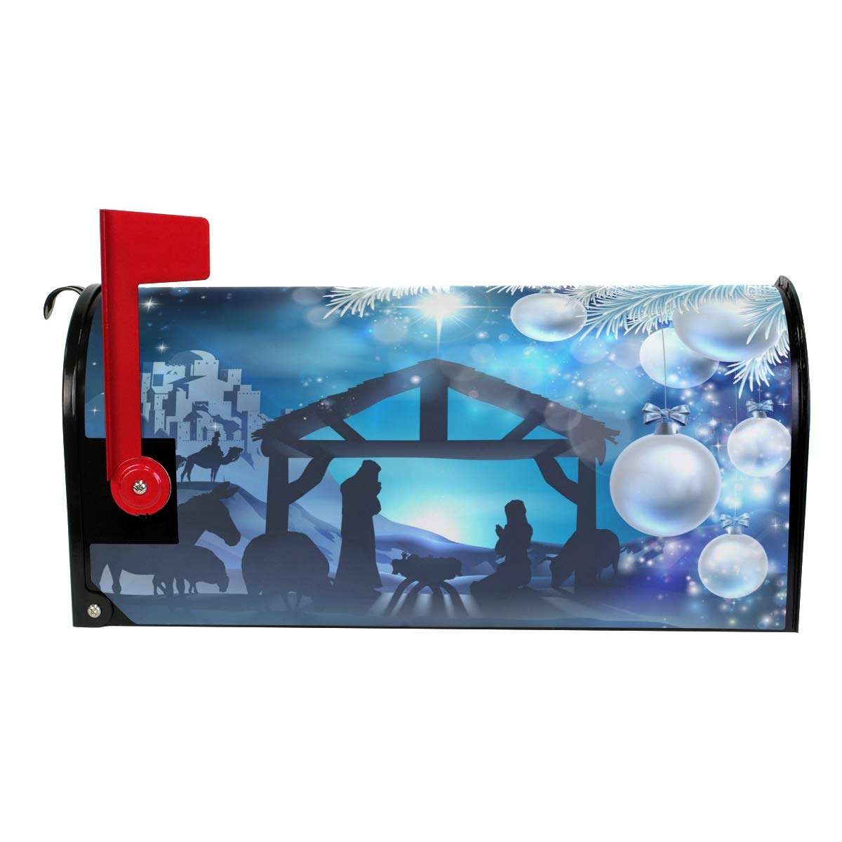 WOOR Nativity Christmas Abstract Magnetic Mailbox Cover MailWraps Garden Yard Home Decor for Outdoor Oversized-25.5