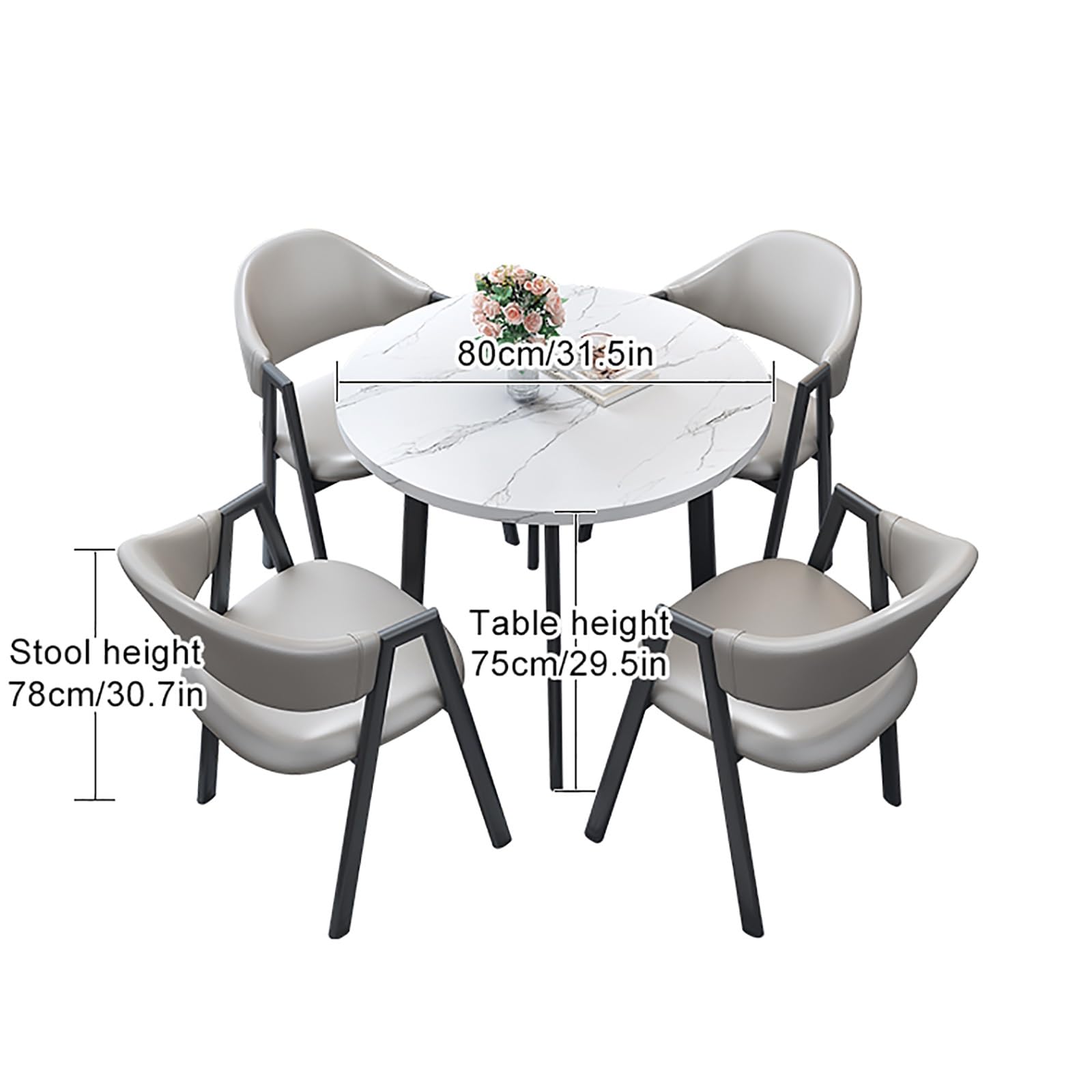 Table Salle à Manger Ronde pour 4 Personnes, Table Ronde Cuisine Ensemble 4 Chaises, Combinaison Table Basse et Chaise Table Salle à Manger Balcon Salon Table NéGociation RéCeption Bureau et Combinais