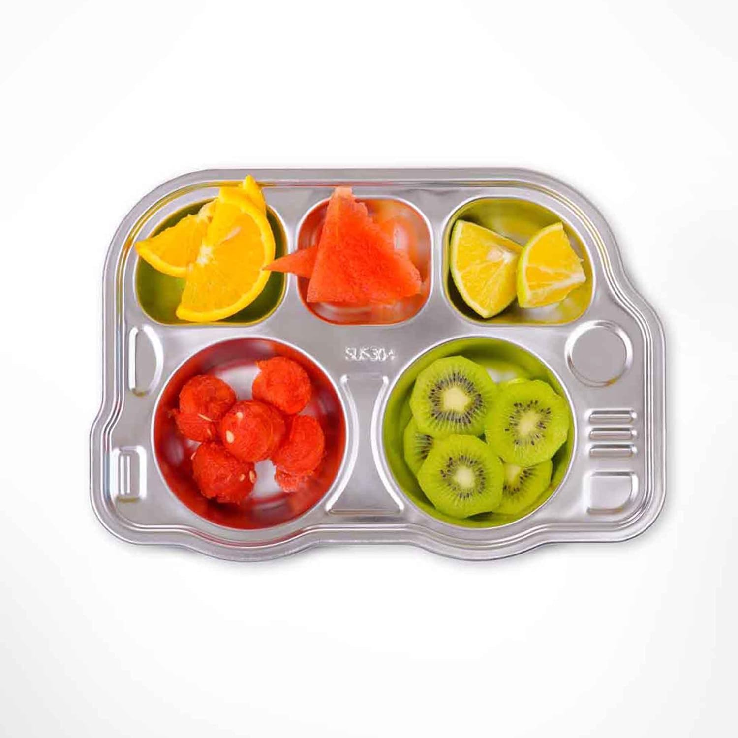 GNASTAS Stainless Steel Bus Plate for Kids Meal Plate Tray, Baby Feeding Set, BPA-Free Kids Dinner Plate, Unbreakable Stainless Steel Plates for Toddlers, Kids 1pc (Bus Food Plate)-image-32