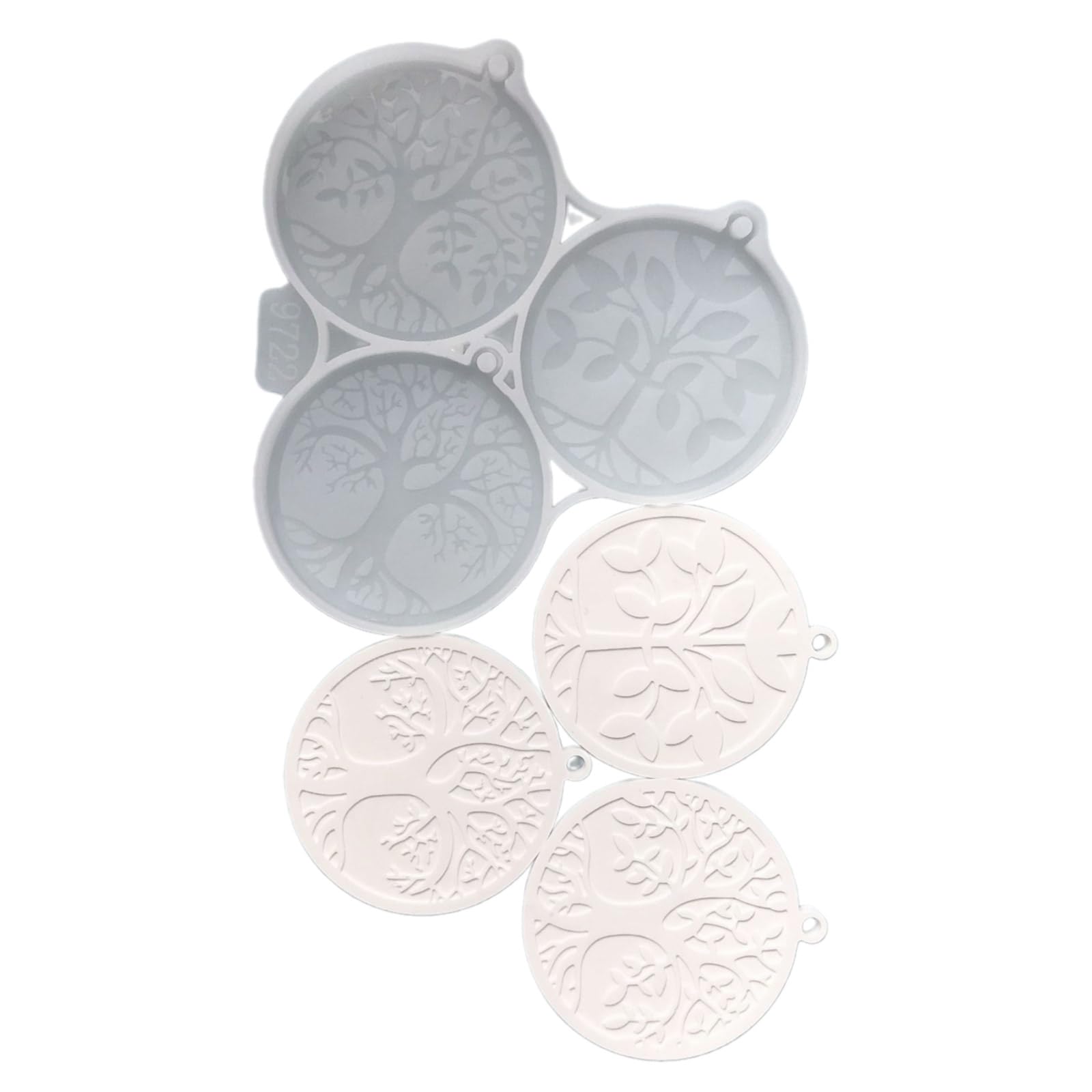 Stampo in silicone per colata in resina epossidica, a forma di cuore/portachiavi rotondo con foro