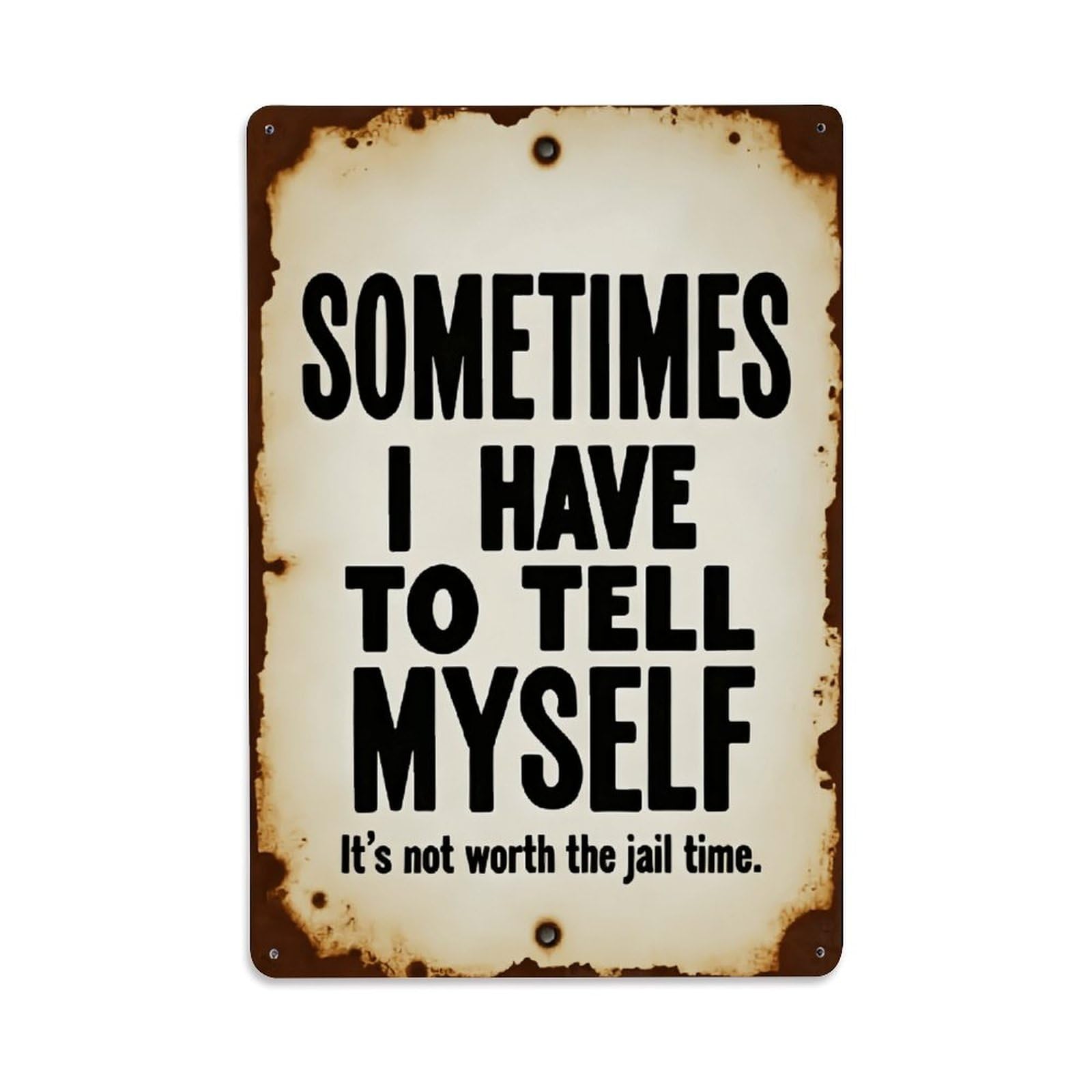 Ldfuieksufg Style Funny Self Reminder Not Worth Jail Time Vintage Sign Vintage Aluminium Metal Sign, Retro Wall Decor For Home, Bar, Garage & Farmhouse 30X20cm