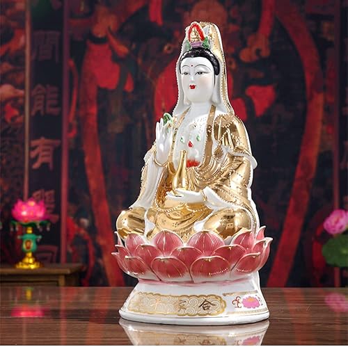 Miniatura 4 de Getrelax Estatua de Guan Yin Quan Yin Estatua budista Avalokiteshvara KuanyinEstatua de budismo en Lotus - Los mejores regalos chinos de Feng Shui