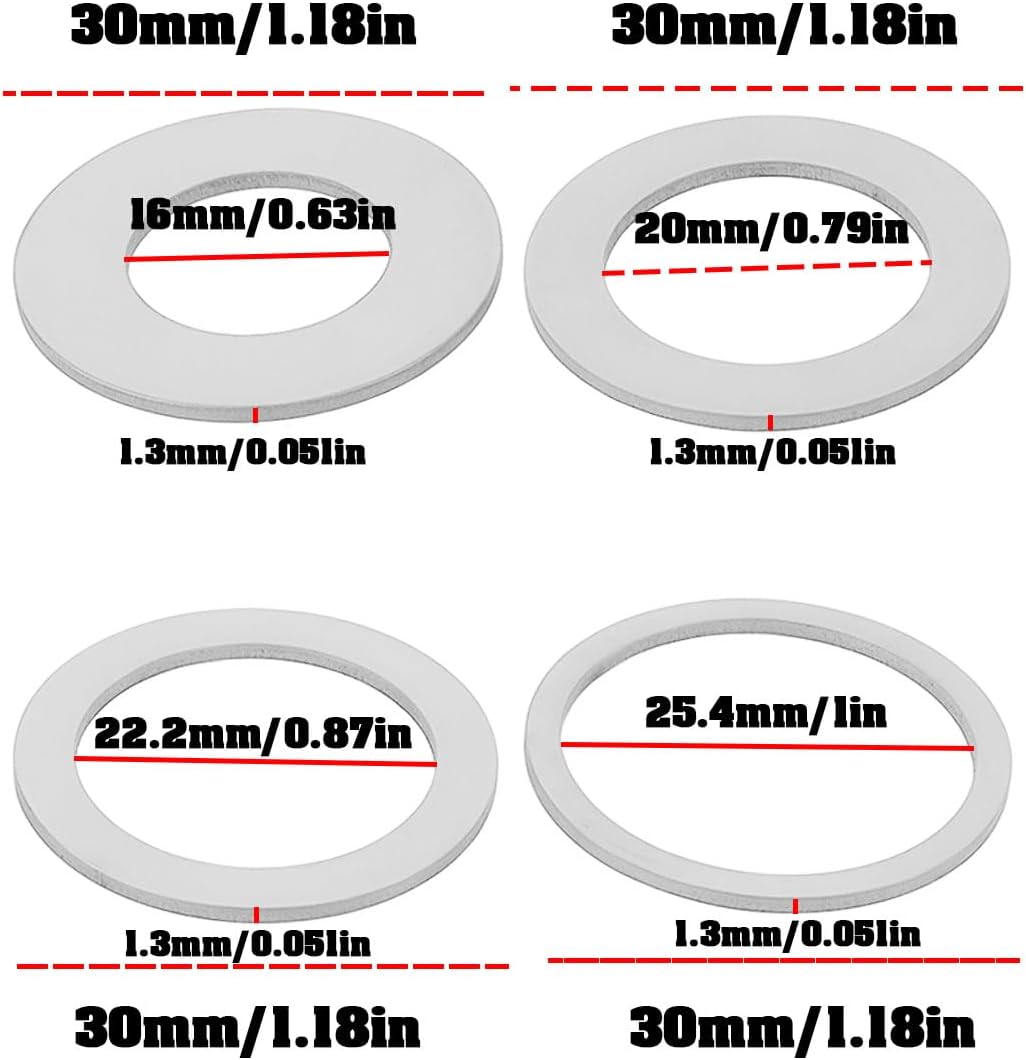 16pcs Reductor Rings Set 30mm to 25.4 22.2 20 16mm Stainless Steel Saw Blade Adapter Spacers