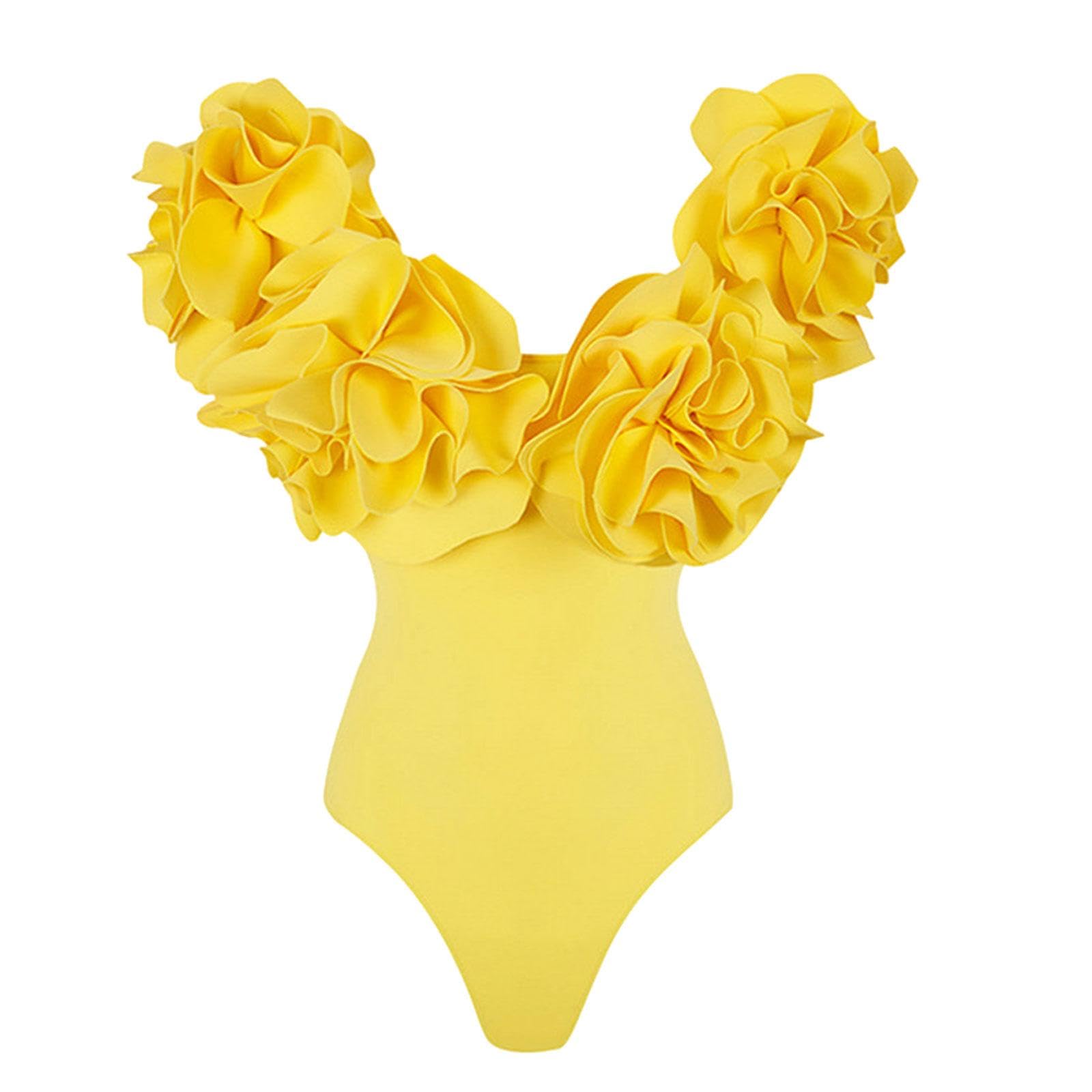 Women Swimsuit Beachwear Swim Suit for Water Parks Summer Birthday Gift S No Skirt Gold-image-3