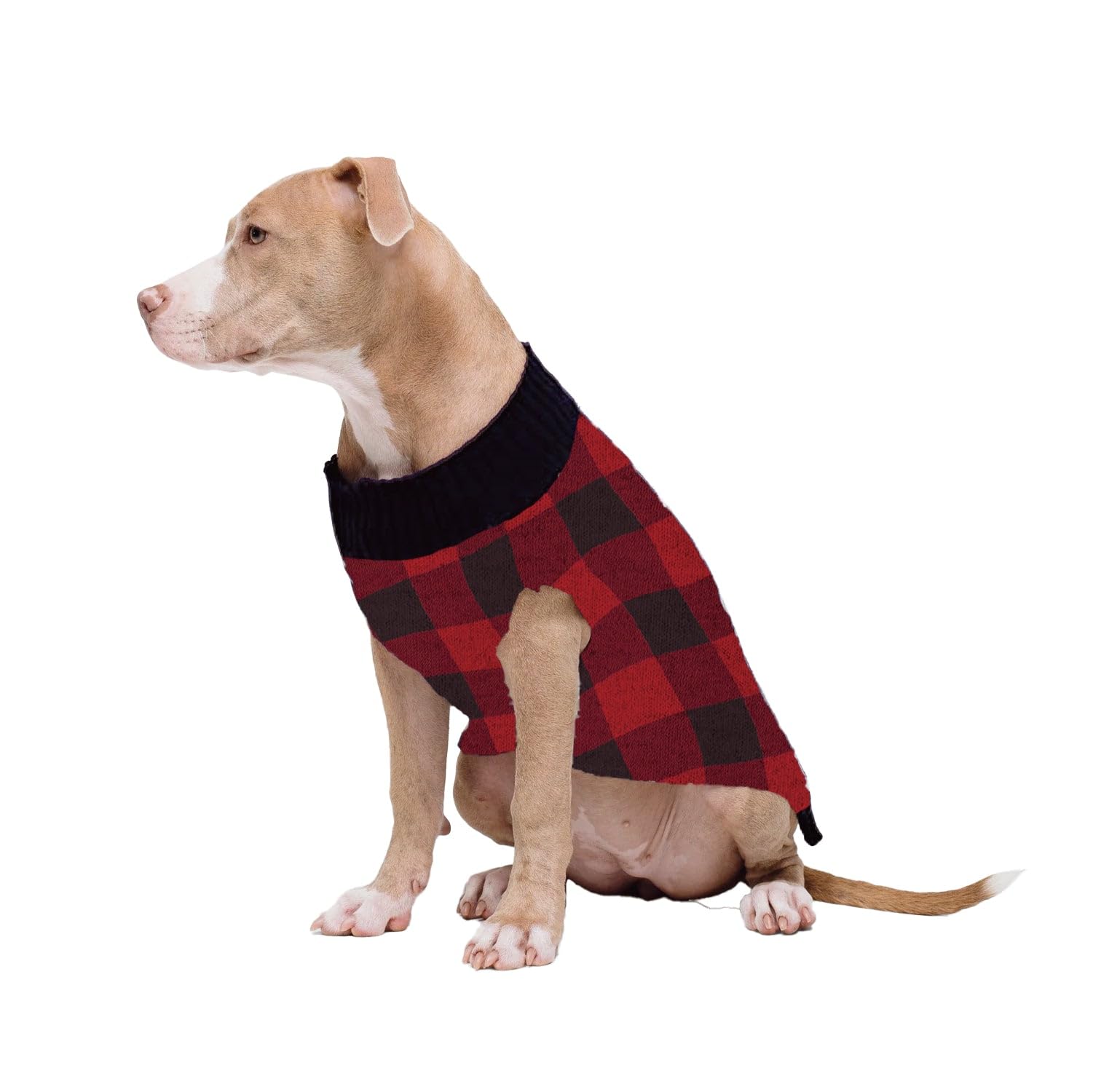 Show and Tail The Red and Black Plaid Pattern Sweater Dog Costume for Halloween Christmas and Party wear Costume - Medium
