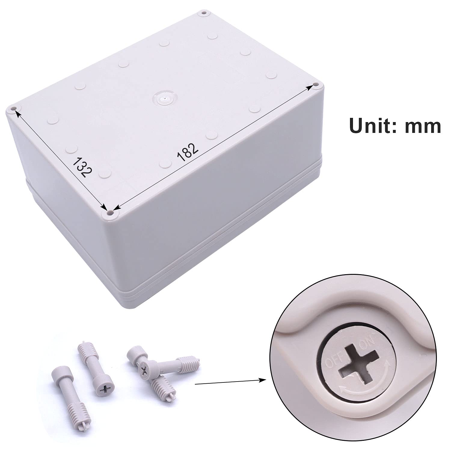 Twidec/Waterproof Dustproof IP67 Junction Box ABS Plastic Electrical Project Box DIY Case Enclosure Gray 8"x 6"x 4"(200 x 150 x 100 mm)