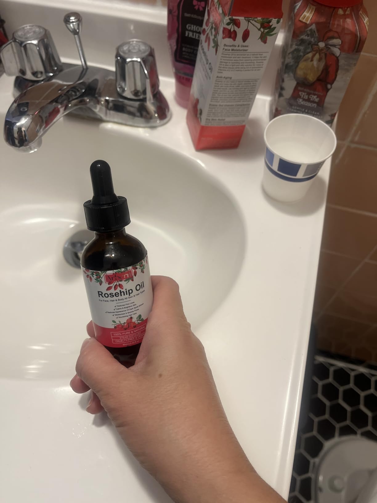 A r b c r n Rosehip Oil for Face,100% Pure Rosehip Seed Oil Cold Pressed Moisturizer for Hair, Skin & Nails 2 fl.oz