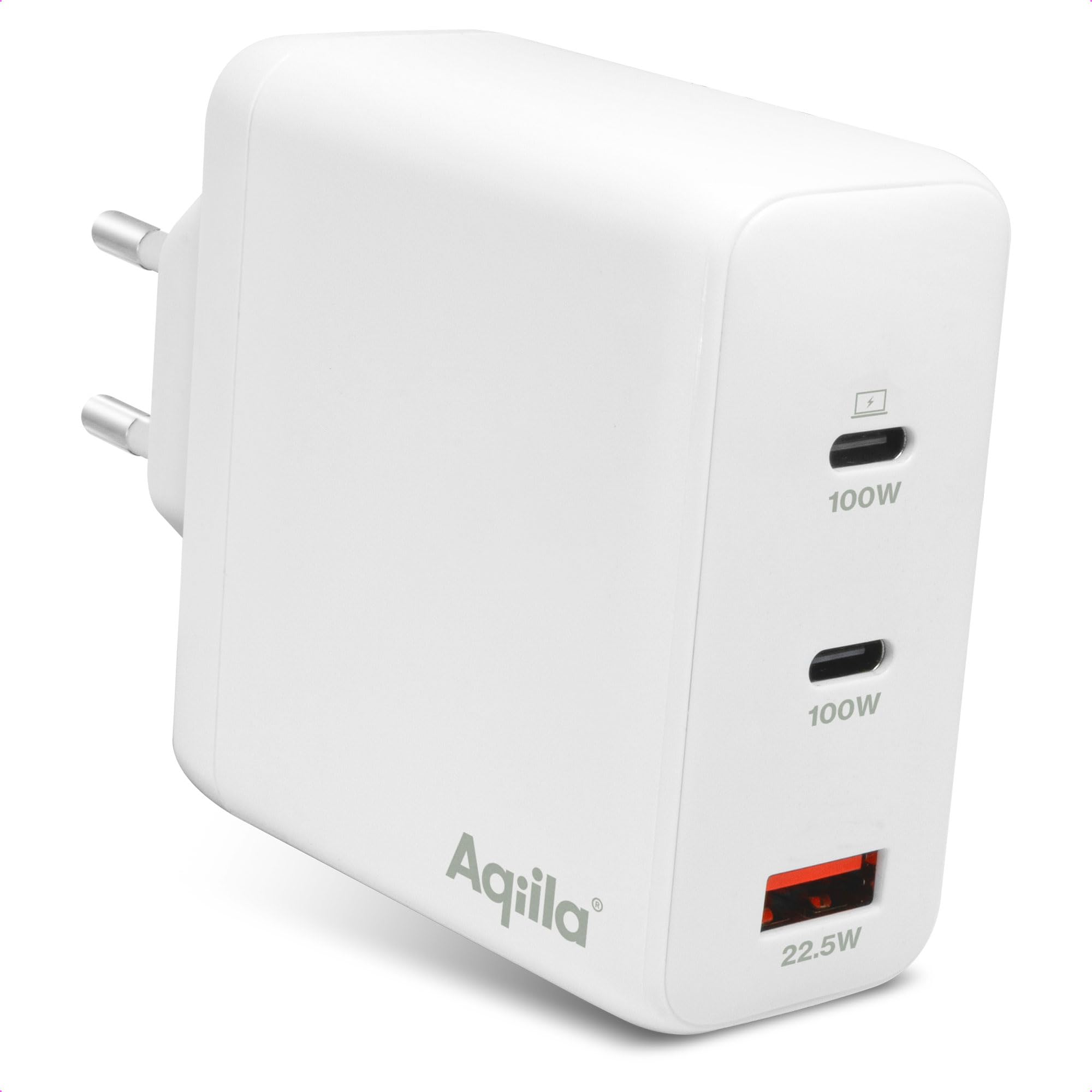 Cargador USB-C de 120 W, cargador rápido GaN, PD, PPS, Quick Charge, adaptador de corriente, 2 puertos USB-C, 1 USB-A, 100-240 V, también adecuado para portátil, diseño compacto, Chargebird W4