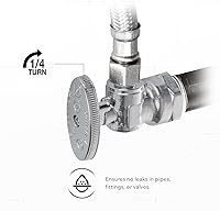 Vista 5 de MIDLINE VALVE 81114QS-OM Válvula de tope de suministro de agua con rueda de cuarto de giro; diseño de una pieza; ángulo de apagado para inodoro
