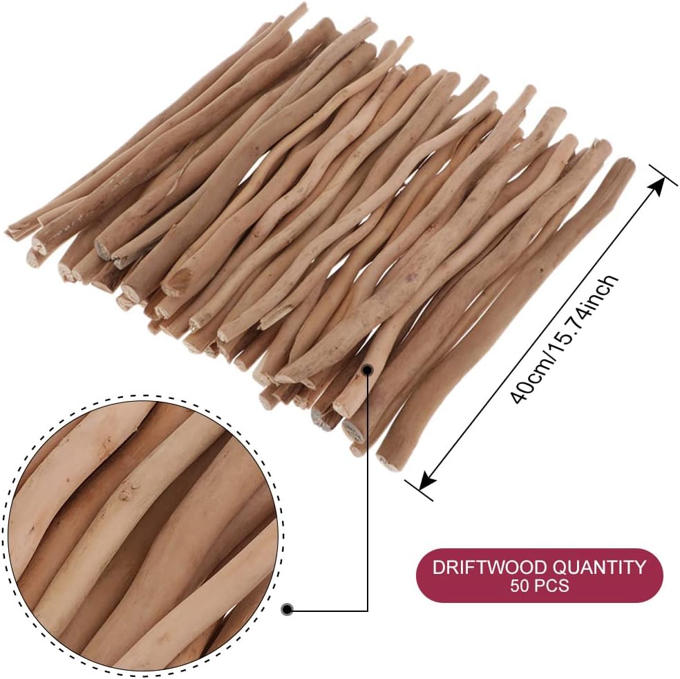 Harilla 50x Rustic Decorative Wood Branch Sticks Driftwood Embellishments Rod For DIY Woodworking Modelling Sticks , 40cm