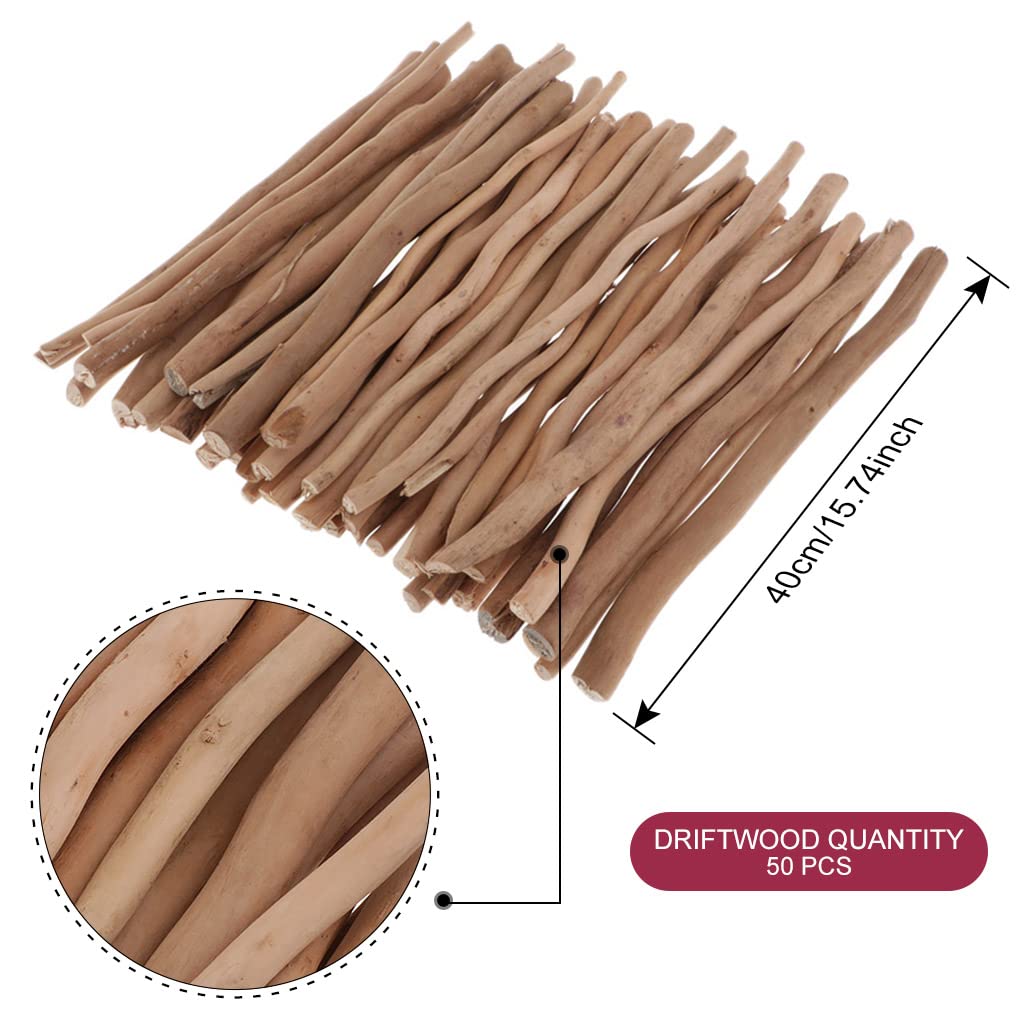 Harilla 50x Rustic Decorative Wood Branch Sticks Driftwood Embellishments Rod For DIY Woodworking Modelling Sticks , 40cm