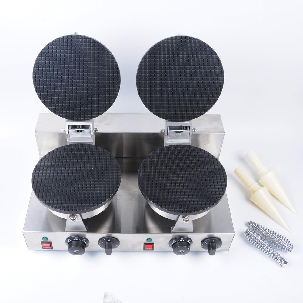 Generic Commercial electric ice cream cone machine, waffle biscuit machine, double baking machine 110V, As shown in the figure, SUNGY499