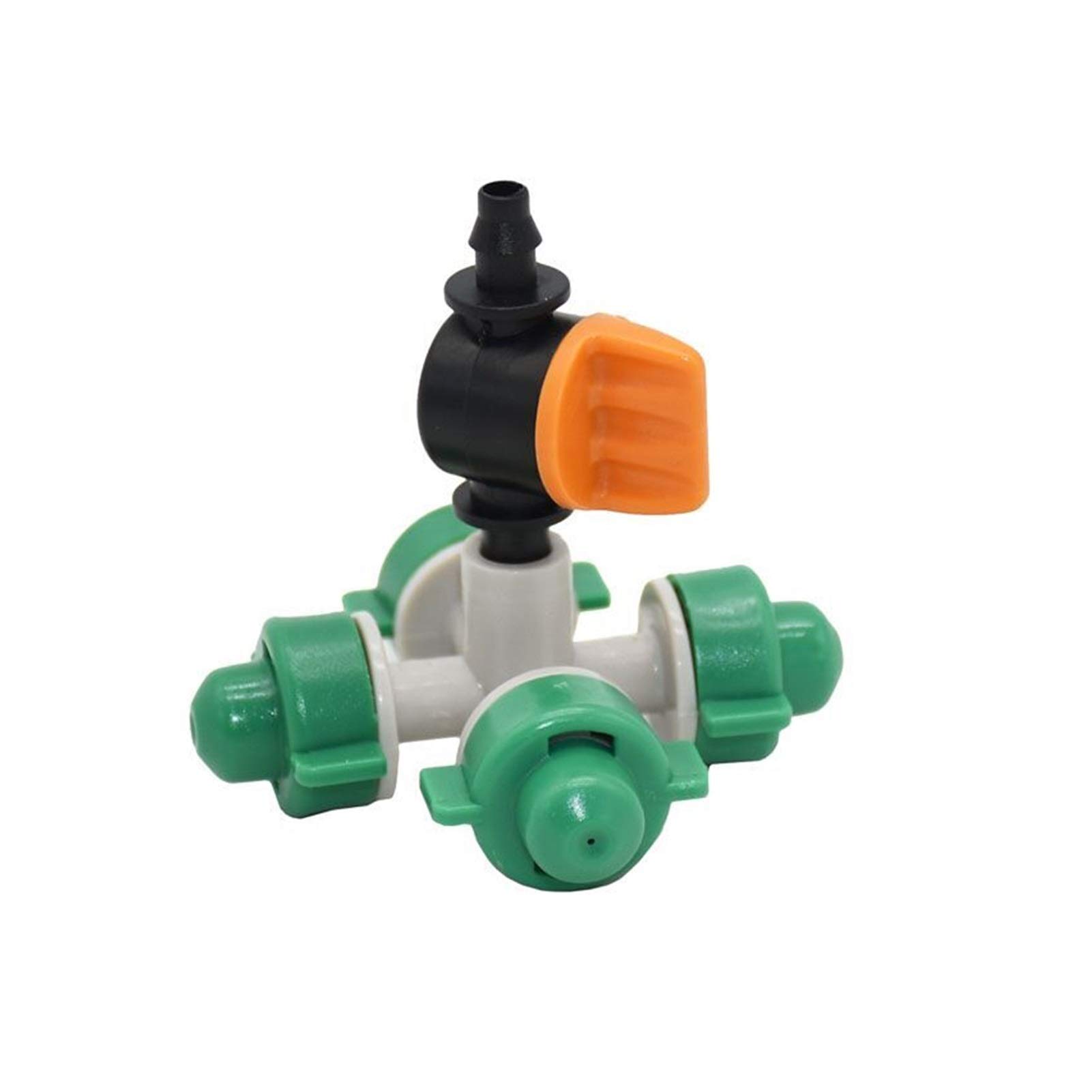 Boquillas atomizadoras Cruzadas Riego por Goteo para Invernadero Pulverizador de Agua Válvula de Niebla antigoteo Boquillas de 4 vías 2 Juegos (Color: Verde)