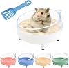 Hamster Sand Bath Container 6.5 Inch Transparent Sandbox Toilet with Sand Shovel for Dwarf Hamsters,Gerbils and Small Pets, Dust-Free Bathing with Rounded Edges (White)