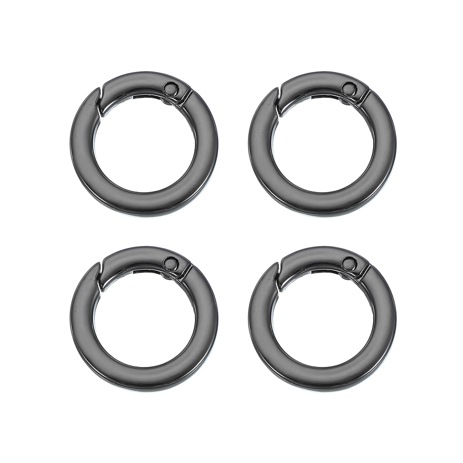 PATIKIL Spring O Rings, 4Pcs 1 Inch Metal Round Clips Flat Trigger Keyrings Snap Buckle Clasps for Keychains Bags Purses Straps Dog Leashes DIY Crafts, Black 25mm