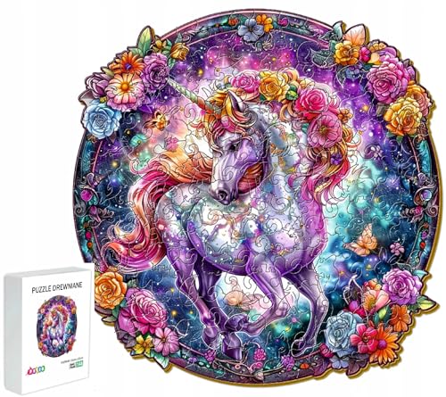 PASJO - Puzzle de madera para adultos con diseño de unicornio, 144 piezas, 21 x 22 cm -...