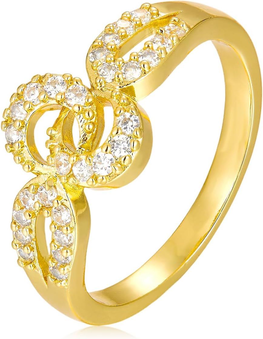 14K Gold Plated Cubic Zirconia Promise Ring For Women,Stackable Dainty Ring,Valentines Jewelry Gift for Her