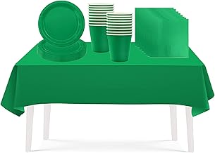 53PCS Green Party Tableware Decorations for Kids Christmas,Disposable Party Tableware Set Tablecloth Table Covers,7inch Paper Plates,Paper Napkins,Cups for Xmas Birthday Wedd