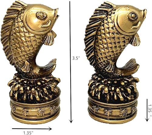 Miniatura 2 de Betterdecor Feng Shui Carpas chinas Koi Lucky Fish Estatua Decoración de oficina en casa