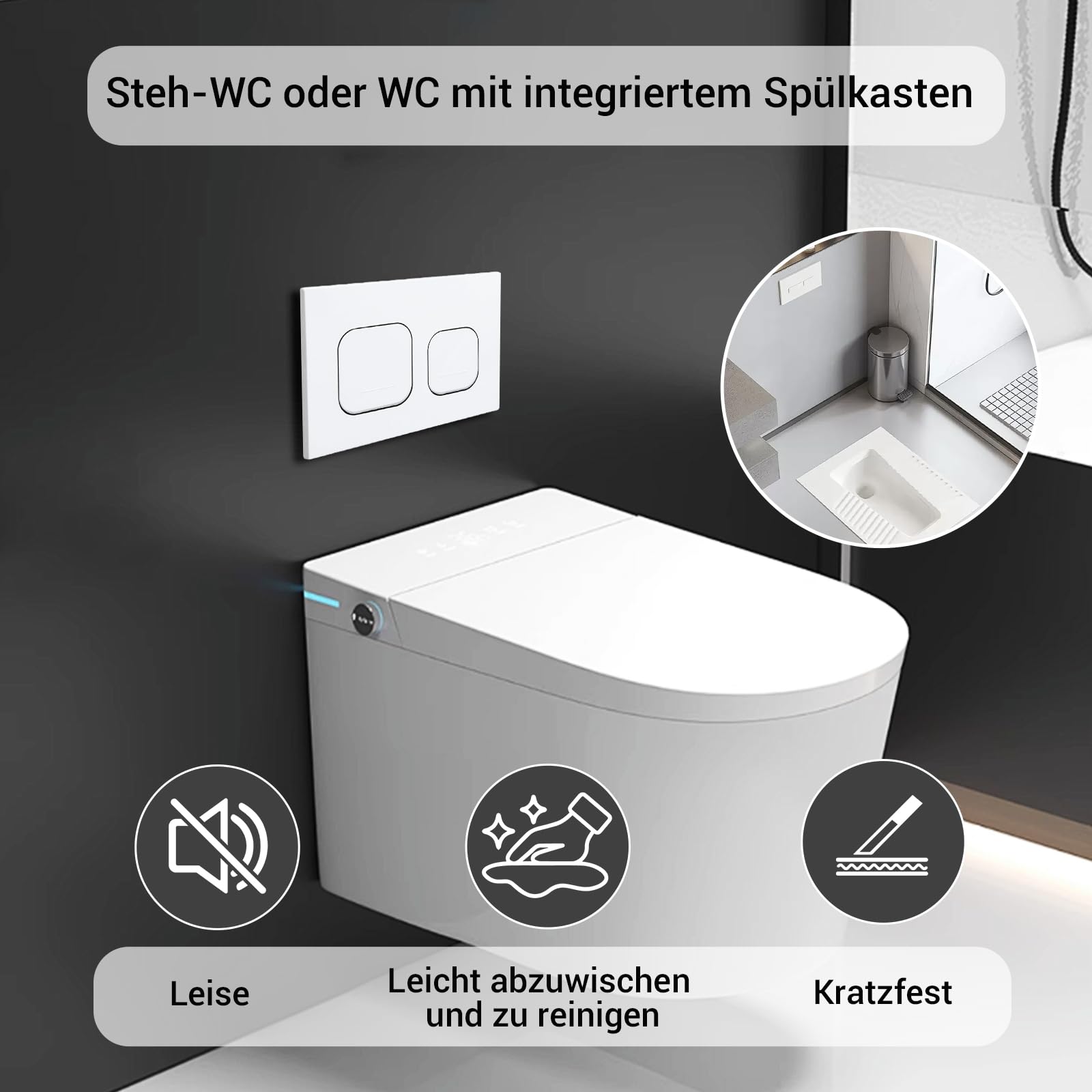 Drückerplatte WC Spülkasten Ersatzteil,kompatibel mit Geberit Sigma Serie UP300 & UP320,Betätigungsplatte mit 2-Mengen-Spülung,245 × 164 mm 115770115 | Glänzend (Weiß)