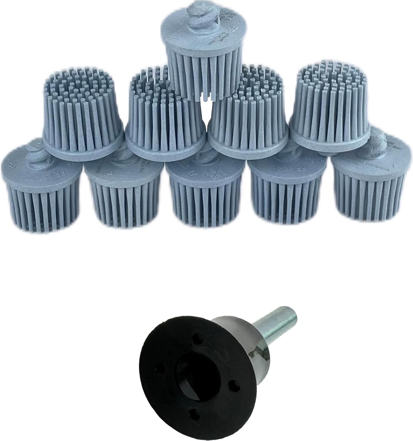 10pcs 1 Inch Bristle Disc 120 Grit with 1/4 Inch Shank Attachment Abrasive Coating Removal Brush Disc for Metal, White