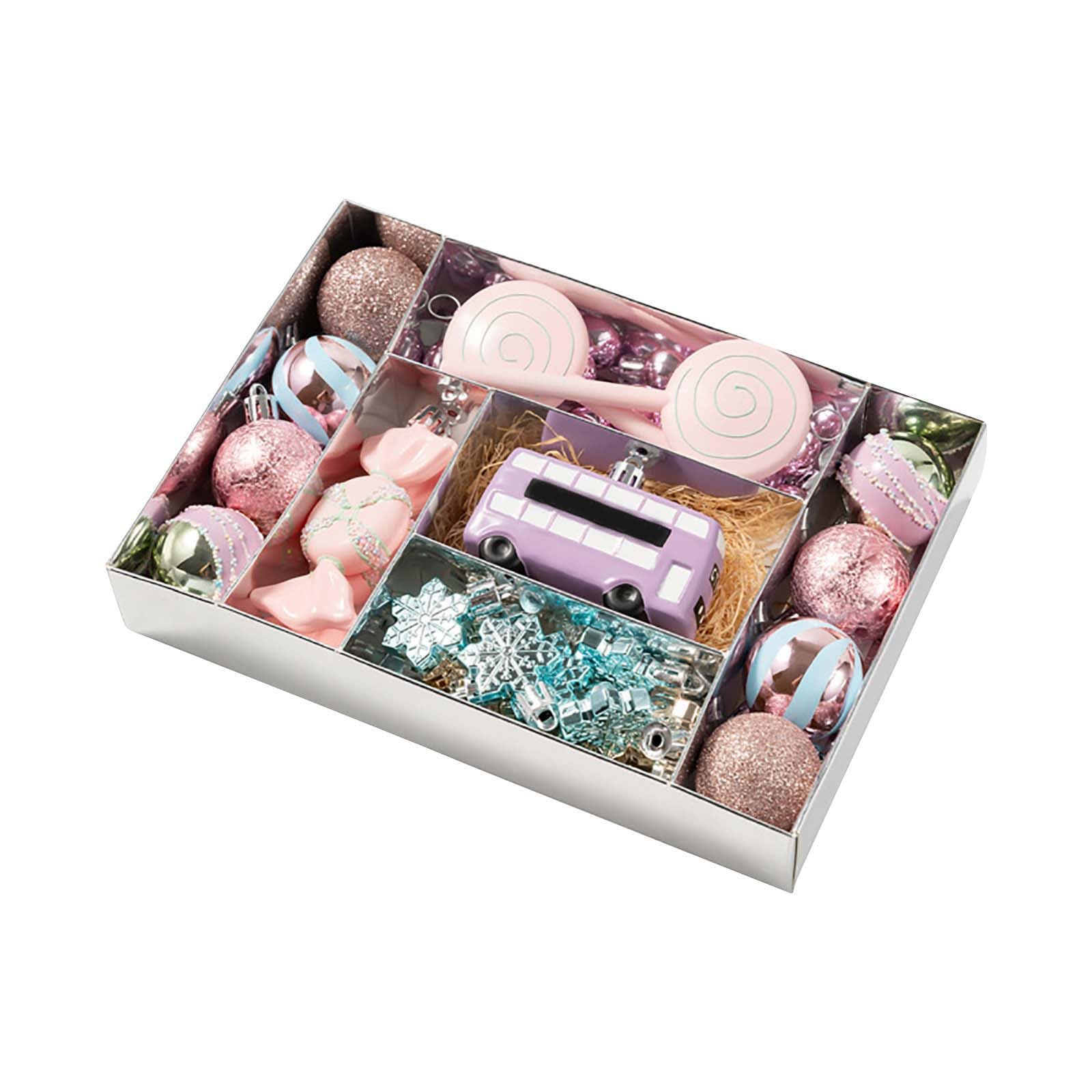 Lot de 80 mini boules de Noël en plastique incassable avec ficelles pour sapin de Noël, fêtes, 40 mm