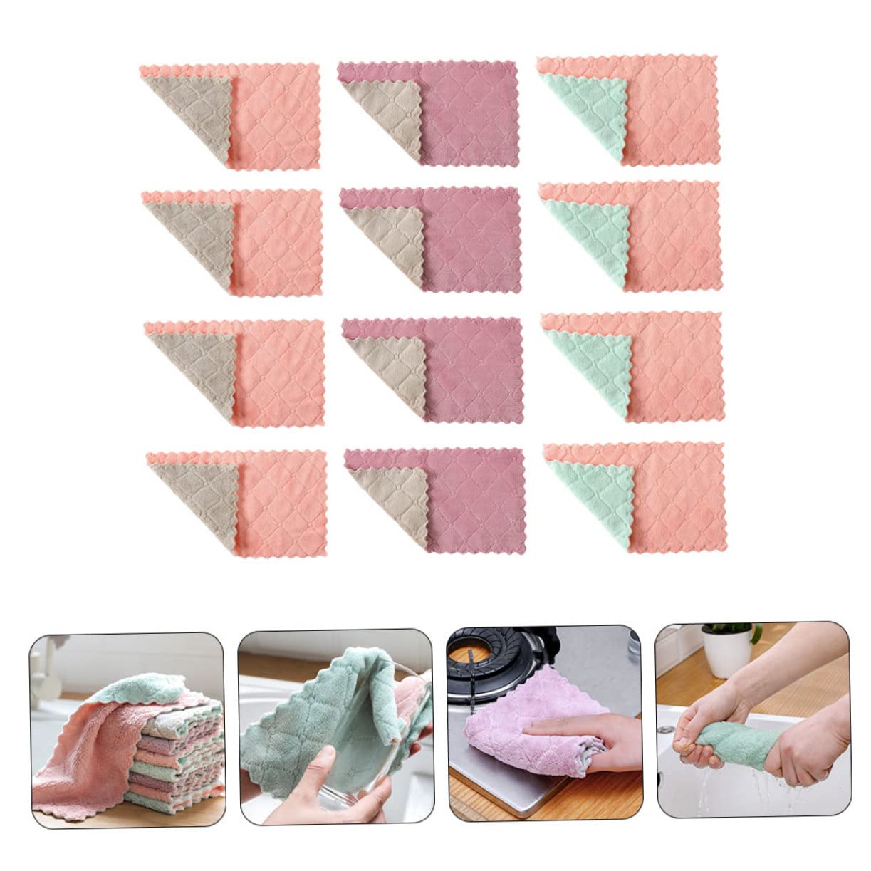 PartyKindom 40piezas Paños De Limpieza De Microfibra Absorbentes para Cocina De Unidades Limpieza Rápida y Efectiva Doble Aleatorios para Utensilios y Superficies