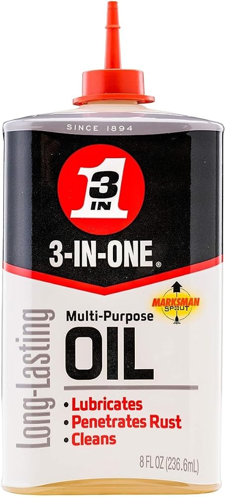 3-IN-ONE Multi-Purpose Oil, 8 OZ | Great on Wheels, Casters, Sliding Doors, Chains, Tools, Squeeze Bottle Control, Lubricate, Penetrate Rust, Clean & Protect