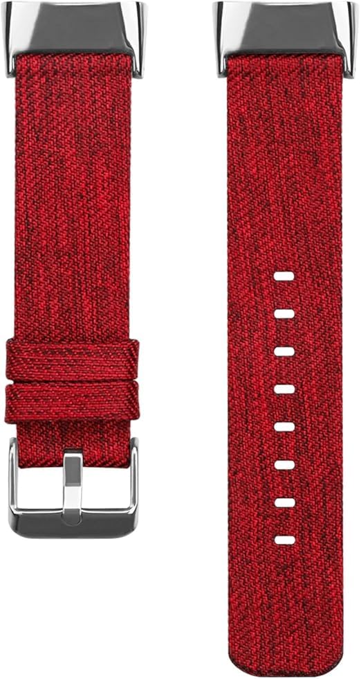 Straps Compatible with Fitbit Charge 6 Watch Band, Soft Adjustable Breathable Woven Replacement Wristband for Women Men (Red)