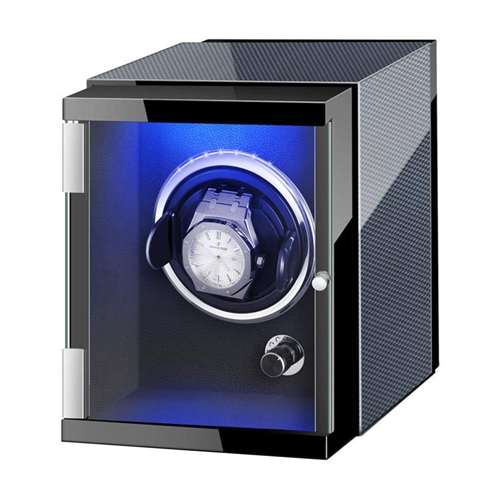 OLSKFUH Automatic Single Watch Winder Box With Colorful Lights Dual Power Supply Flexible Watch Pillows Quiet Motor,