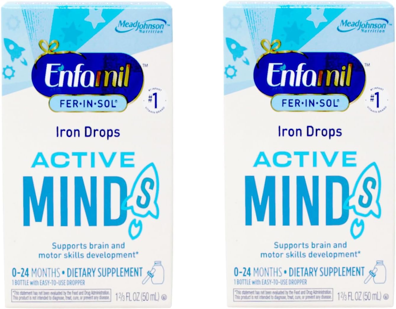 Fer-in-Sol Iron Supplement Drops for Infants & Toddlers, 15 mg, 1.67 fl oz (50 ml) (Pack of 2)