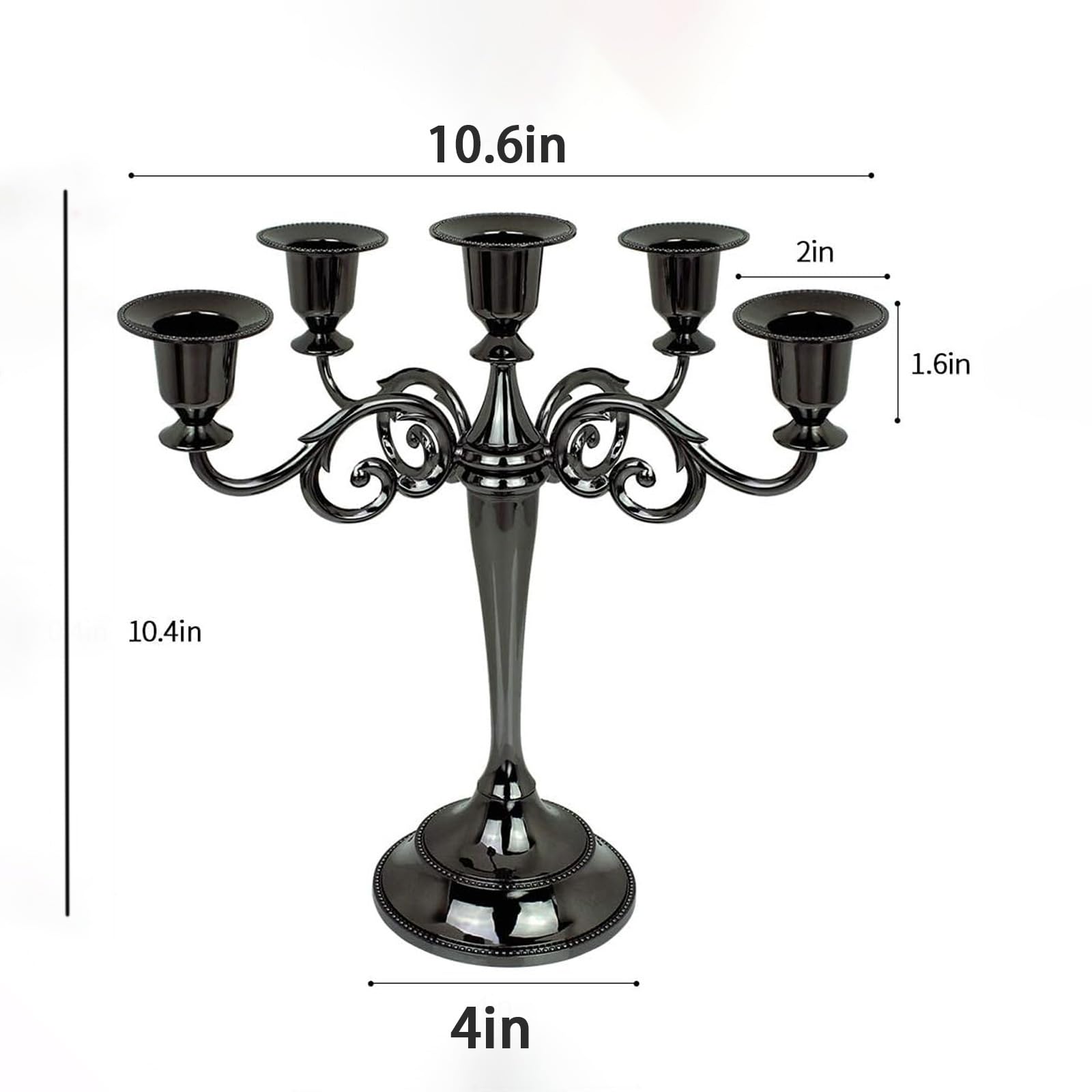 2 StüCk 3-Armiger KerzenstäNder Aus Schwarzem Metall, 25,4 cm, EuropäIscher Eleganter Kerzenhalter, KerzenstäNder FüR Hochzeit, Candlelight-Dinner, Weihnachtsfeste, Heimdekoration