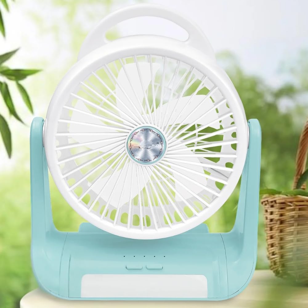 Elevea ๐๐ ๐๐๐๐ซ๐ฌ ๐๐๐ซ๐ซ๐๐ง๐ญ๐ฒ Compact USB Rechargeable Portable Fan โ Multi-Mode Standing, Desk & Handheld Cooling with Adjustable Tilt & Speed, Quiet Operation, Perfect for Adventures.