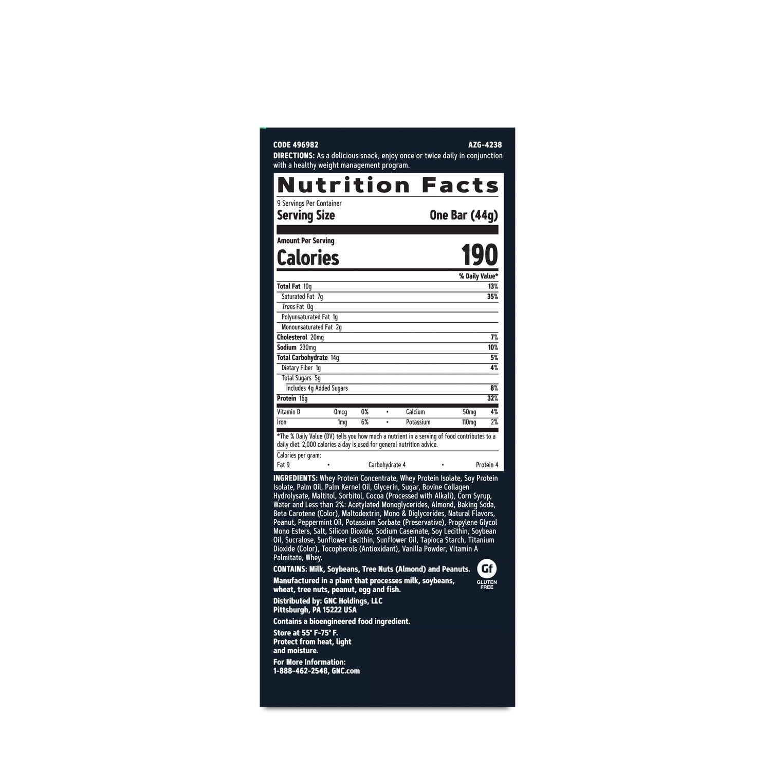 GNC Total Lean Layered Lean Bar - Chocolate Mint (9 Bars)