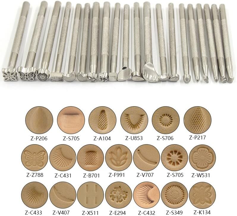 Handmade Leather Carving Stamper Leather Needles Thread Row Groover Punching Awl DIY Leather Craft Professional 44pcs Tool Set - (Color: T16)