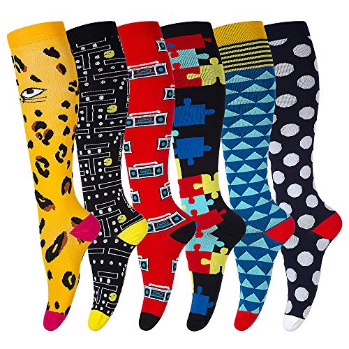 Image of LEOSTEP Compression Socks for Women and Men Circulation, Knee High Stockings Support for Nurses, Cycling, Hiking, Running