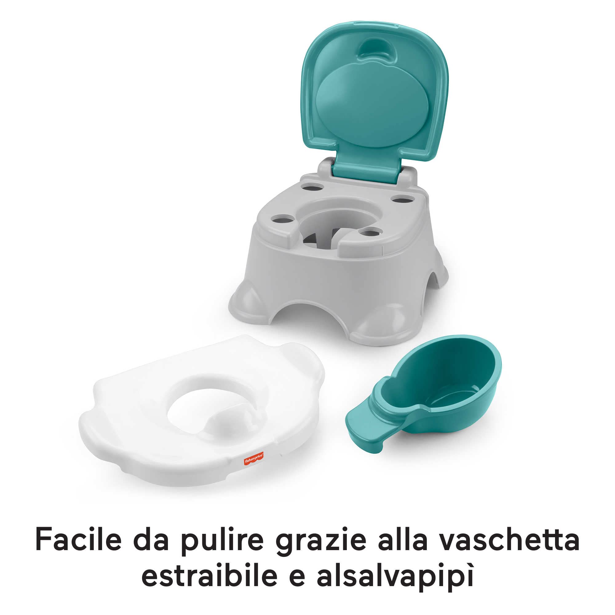 Fisher-Price Vasino 3 in 1 con sgabellino, riduttore per WC rimovibile e vaschetta lavabile, per bambini ai primi passi, giocattolo per bambini, 12+ mesi, HPY87