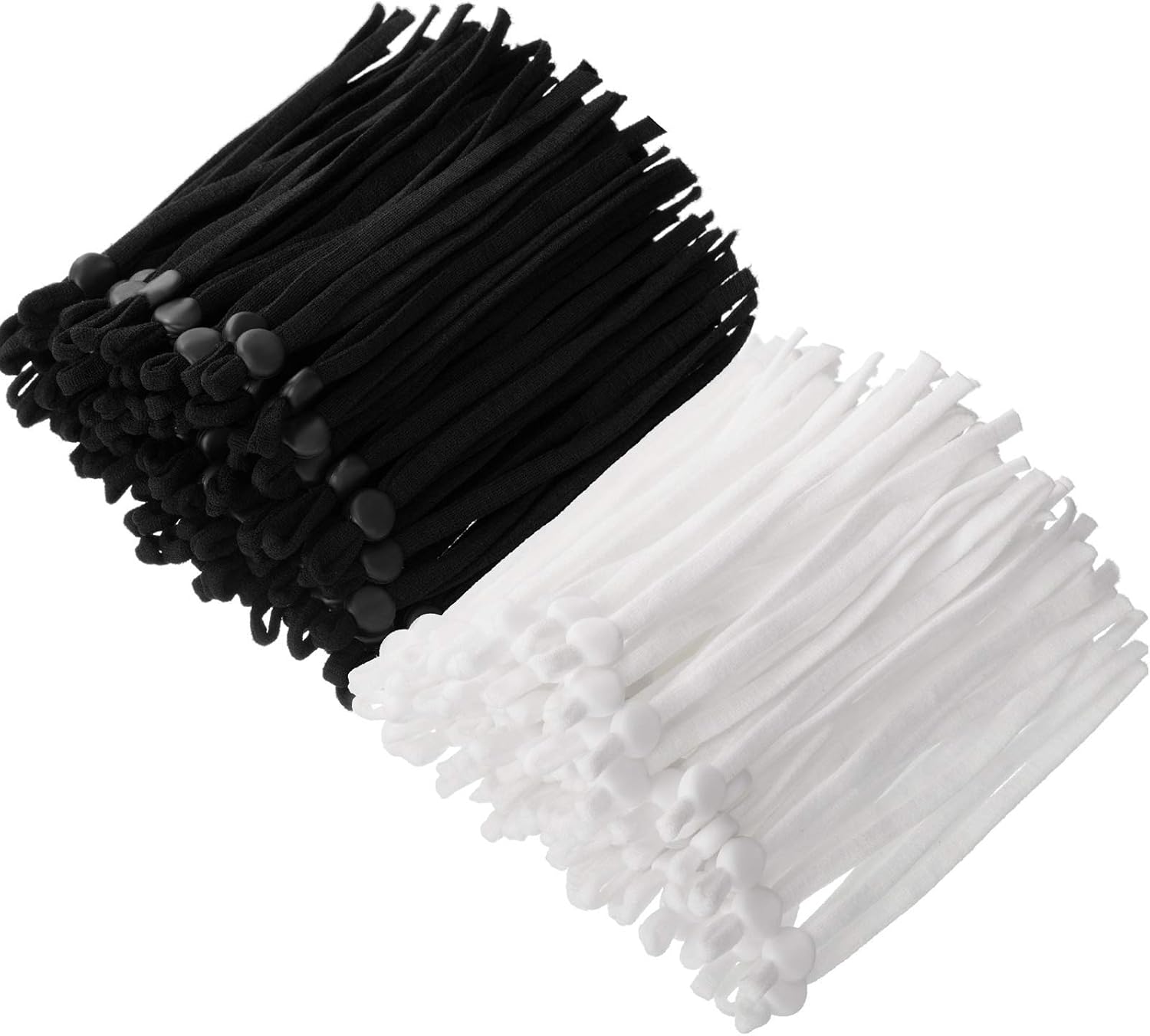 400 Pieces Elastic Band Cord with Adjustable Buckle Stretchy Earloop Lanyard Earmuff Rope Sewing Elastic Cord with Adjustable Flat Buckles for DIY Craft Making Supplies (White and Black)