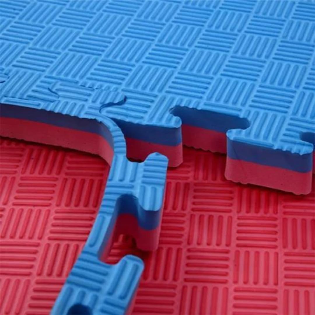 Tapis de gym Tatami 4 Pack 100 x 100 x 2 cm Eva Sol anti-traumatisme rouge/bleu