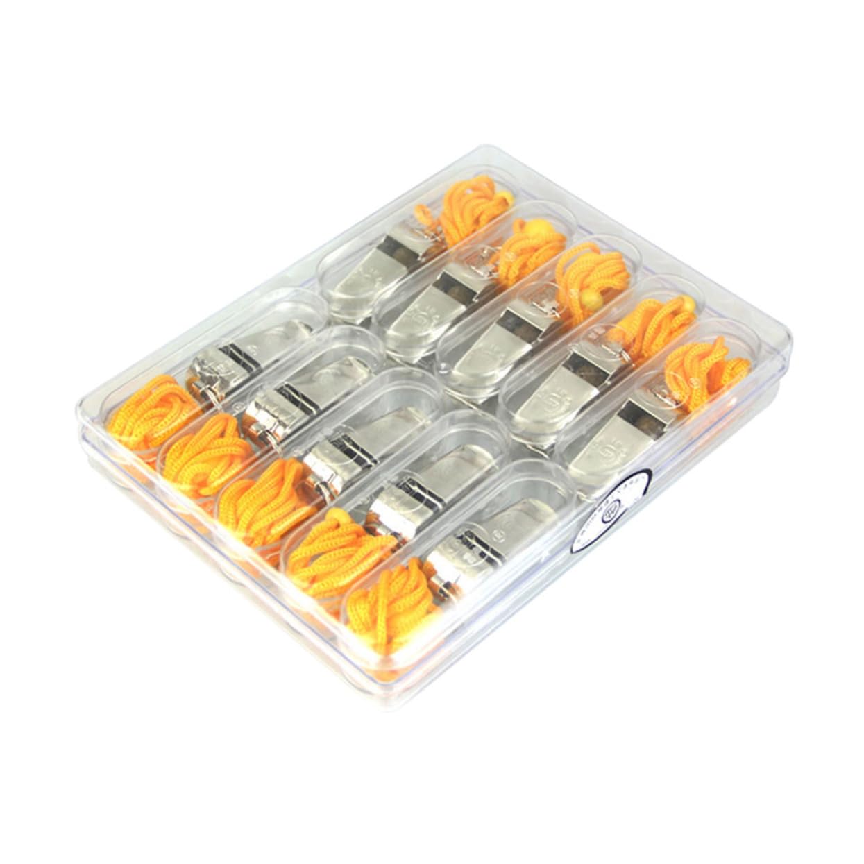 Mikikit 10pcs Referee Whistle Set Durable Metal Whistles for Football Soccer Loud Emergency Survival with Keychain for Sports Training Events