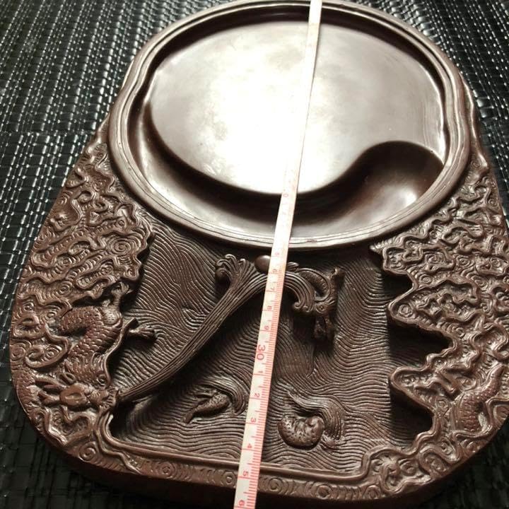 究極の古美術◼️蔵から超デカイ龍のスズリが出てきました！硯、書道具