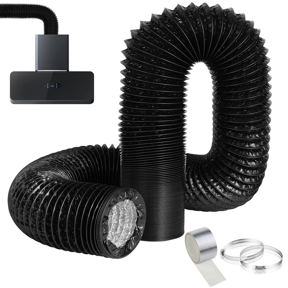Tuyau ventilation aluminium Ø 150mm robuste de 3m noir mat épuré