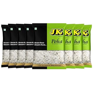 JK Premium Poha (Rice Flakes) 500g | Thick High-Fibre Poha | Avalakki, Atukulu & Chiwda | Light & Wholesome Breakfast Staple (Pack of 8)