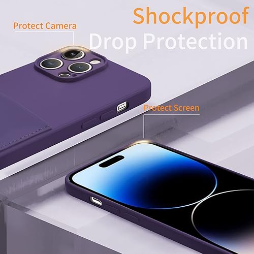 Miniatura 2 de Funda de silicona tipo cartera para iPhone 14 Pro Max de 6.7 pulgadas con bolsillo para tarjeta de crédito, protección de cámara de cuerpo completo