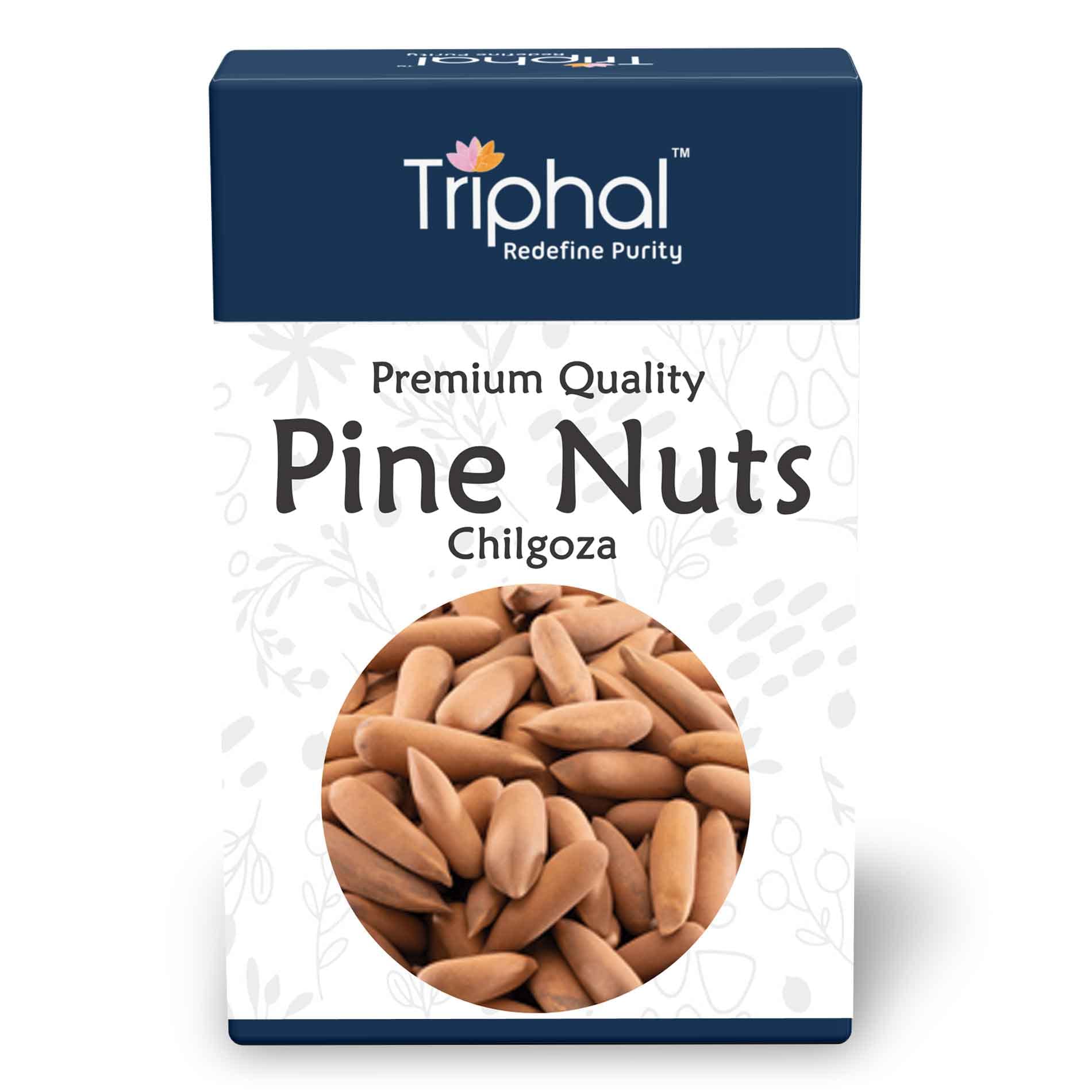 TRIPHAL Pine Nuts | Chilgoza With Shell (400g) | Natural, Organic, and Fresh Himalayan Chilgoja (Pine Seeds) | Preservative Free | Rich in Protein & Fiber, Add to Hummus, Pesto & Salads