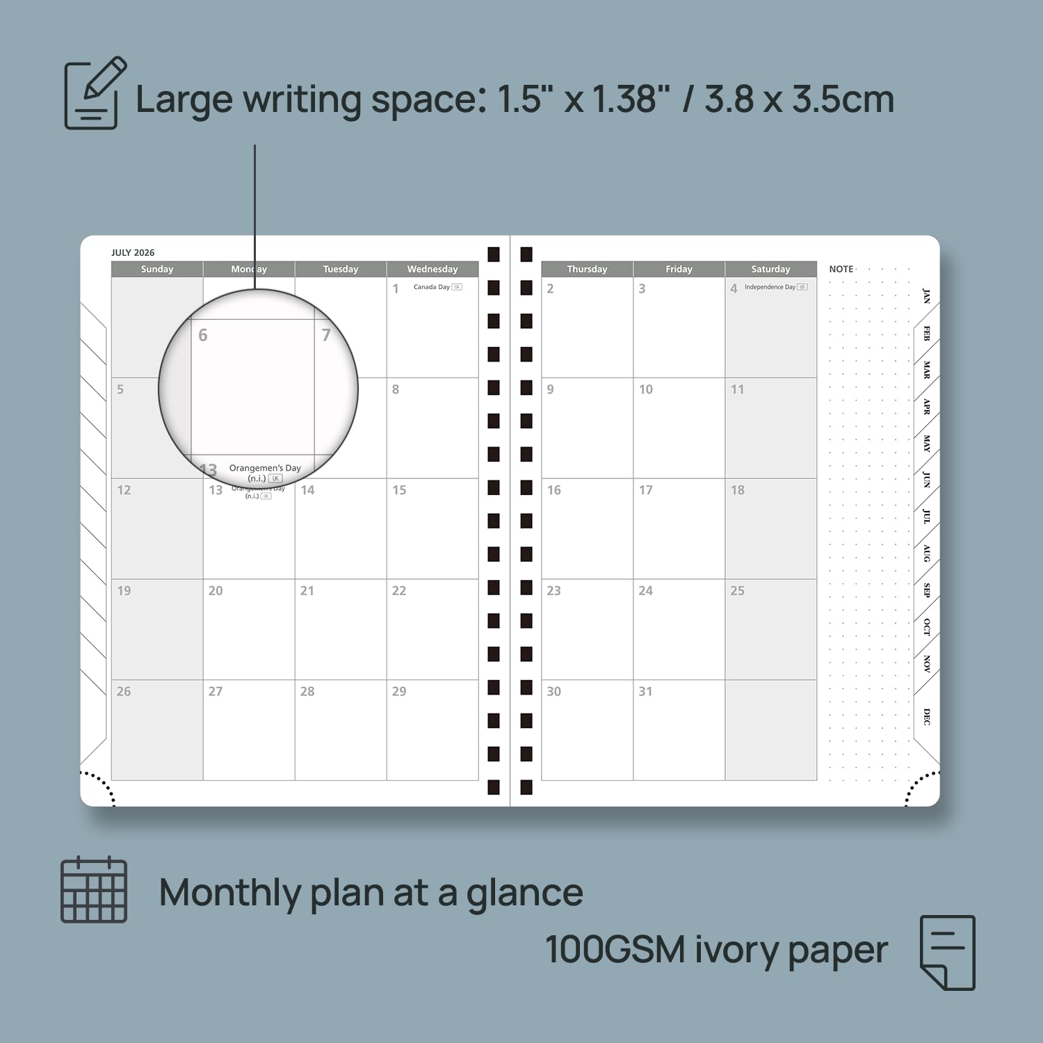 POPRUN 2026 Weekly Planner Diary - A5 Soft Cover Spiral, Vertical Layout, Monthly Tabs, 100GSM Paper