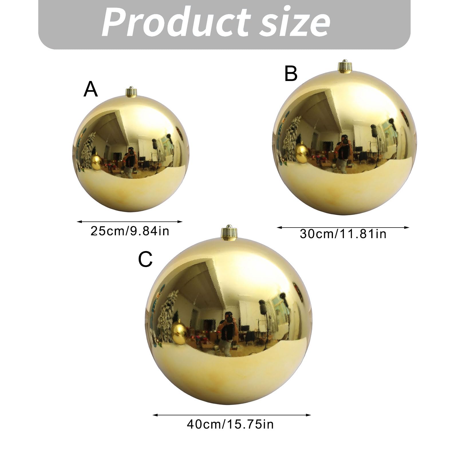 Palline di Natale ornamentali scintillanti lucide dorate per albero di Natale, ghirlande, caminetti, vetrine, decorazioni per albero di Natale